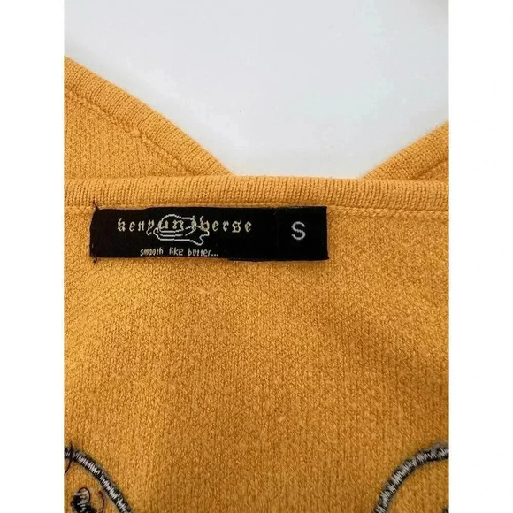 BTS Yellow Cropped Sweater Tank Top Embroidered "Butter" Women’s SMALL EUC - Picture 9 of 11
